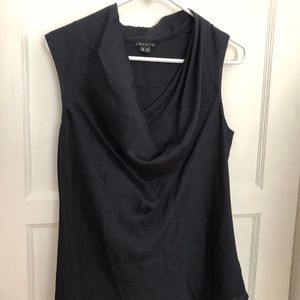 Theory sleeveless cowlneck blouse in black